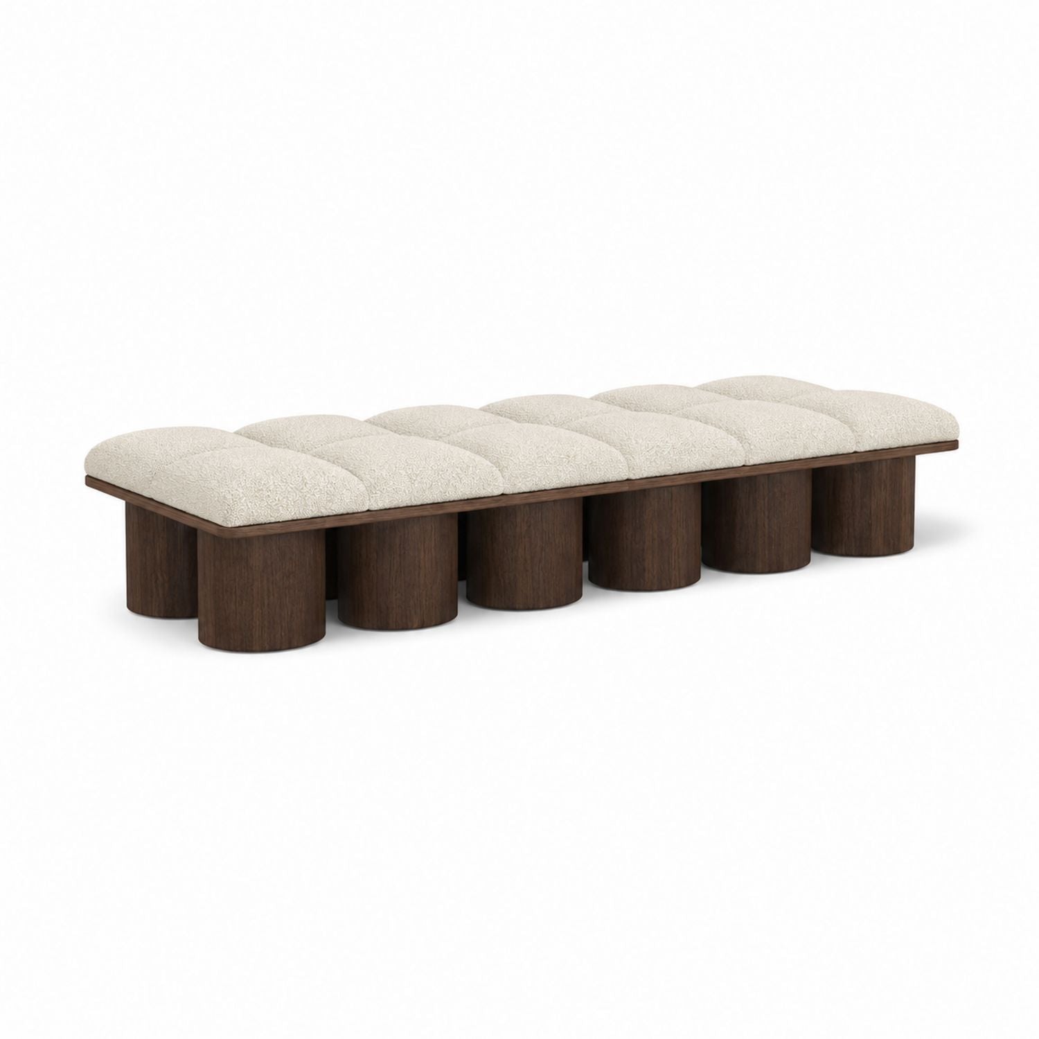 Bouclé Upholstered Wood Bench 200cm x 60cm x 45cm