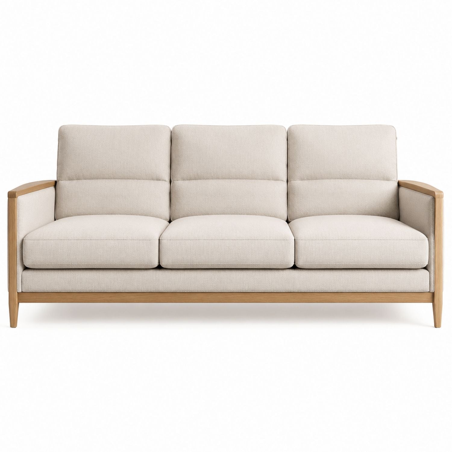3-Seater Fabric Sofa with Solid Wood Frame 200cm Beige