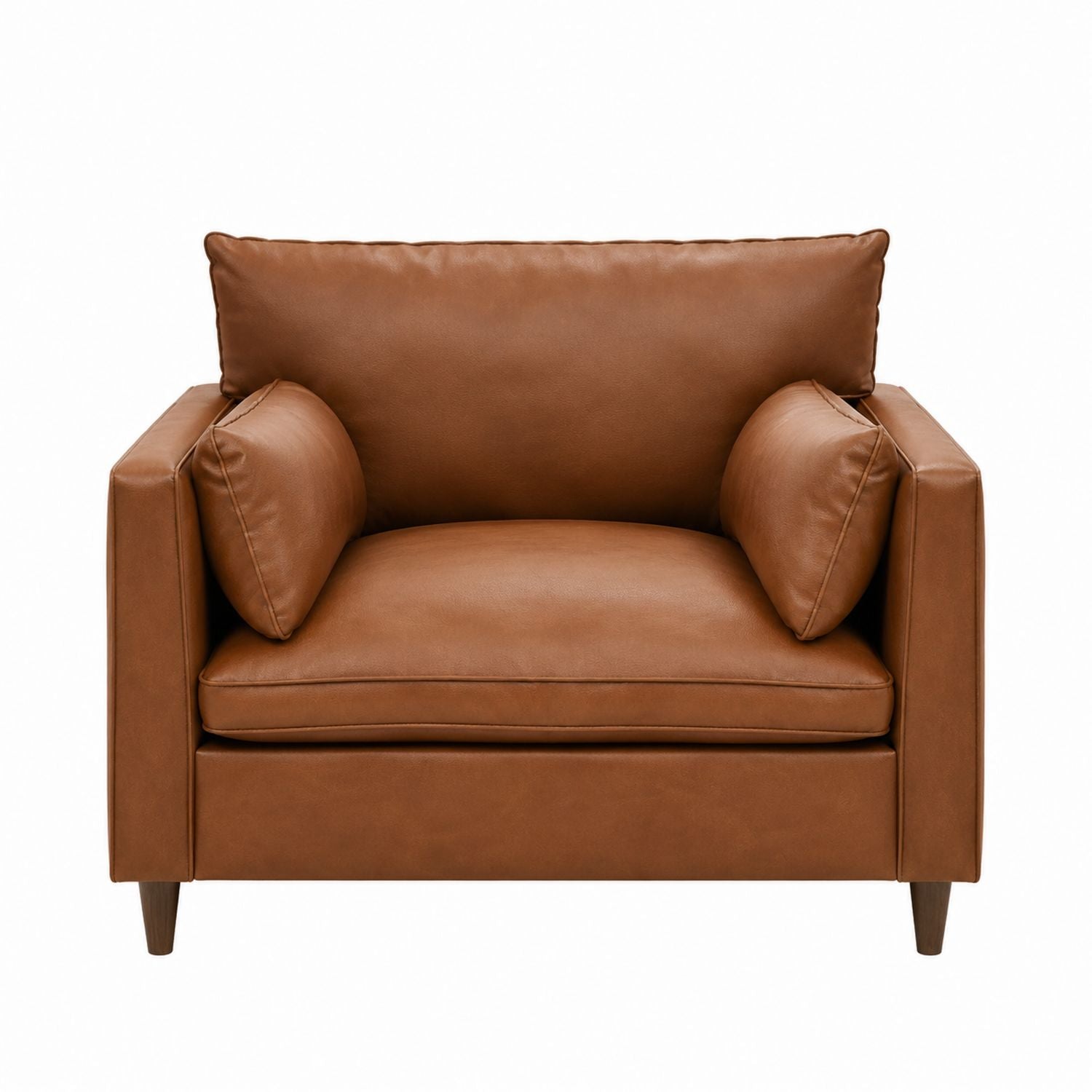 Faux Leather Armchair with Wood Frame Brown 39.4in x 35.4in x 29.5in