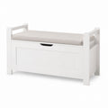 Wood Storage Bench with Polyester Cushion White 100cm