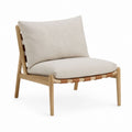 Oak Lounge Chair with Linen Blend Cushions Beige 70x80x75 cm