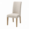 Beige Fabric Dining Chair with Solid Wood Legs