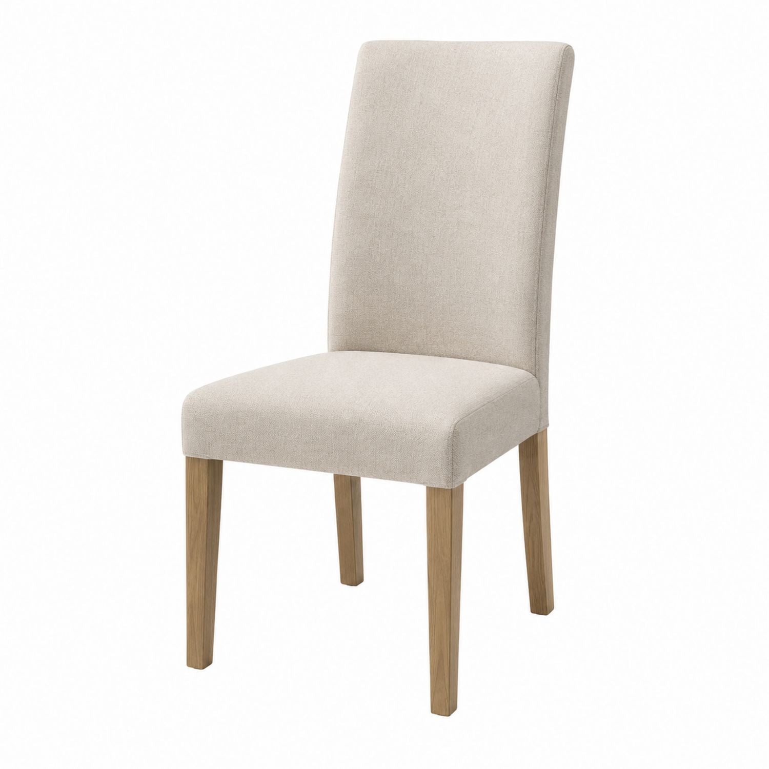 Beige Fabric Dining Chair with Solid Wood Legs