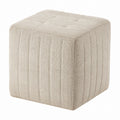 Square Ottoman Polyester Fabric Beige 40x40x40cm