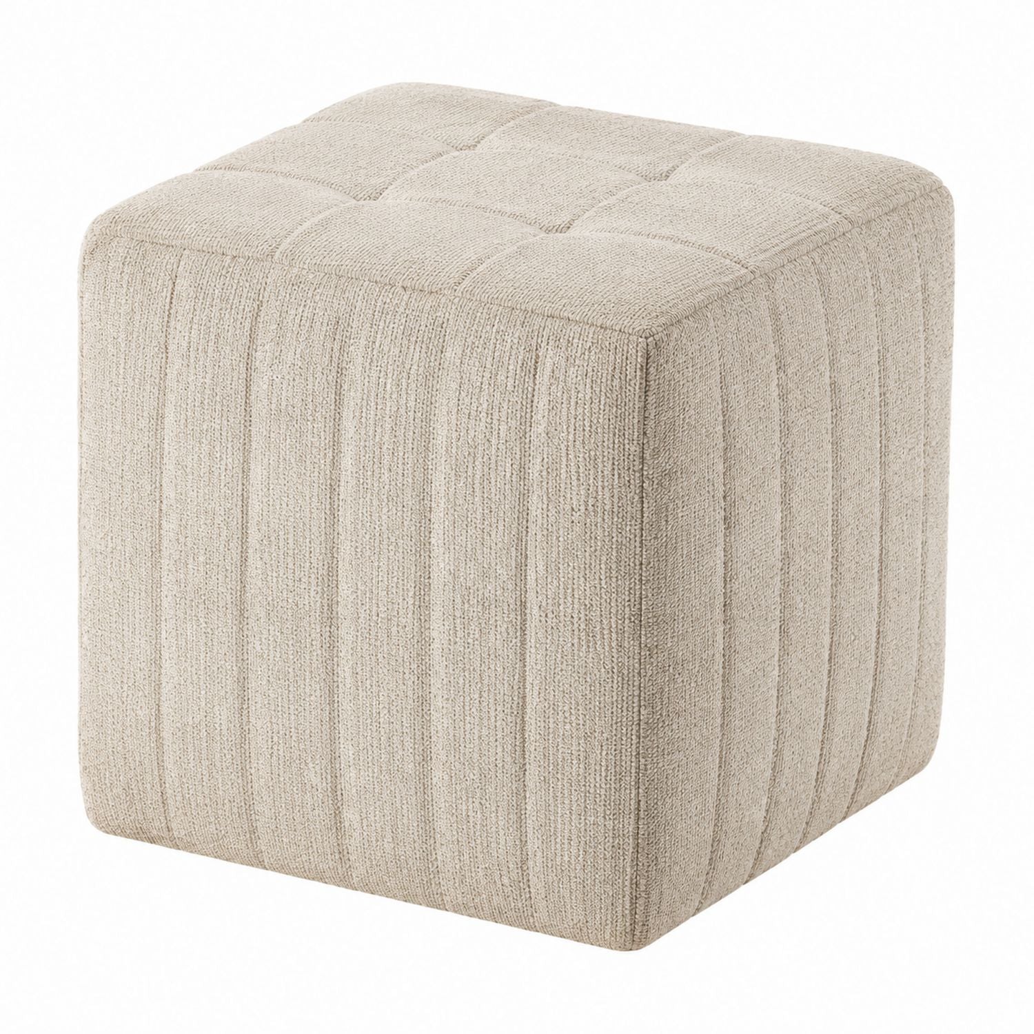 Square Ottoman Polyester Fabric Beige 40x40x40cm