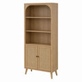 Wooden Storage Cabinet with Shelves and Cane Doors 180cm x 80cm x 40cm