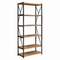 5-Tier Bookshelf with Metal Frame and Wood Shelves Brown/Black 180cm x 90cm x 30cm