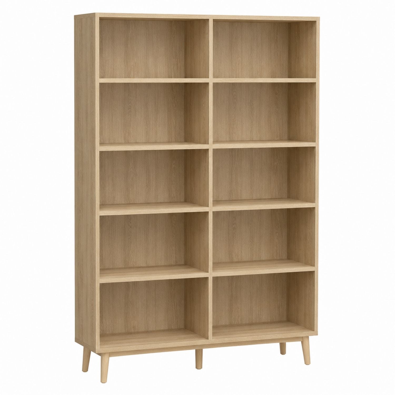 Wooden 8-Shelf Bookcase Oak 120cm x 30cm x 180cm
