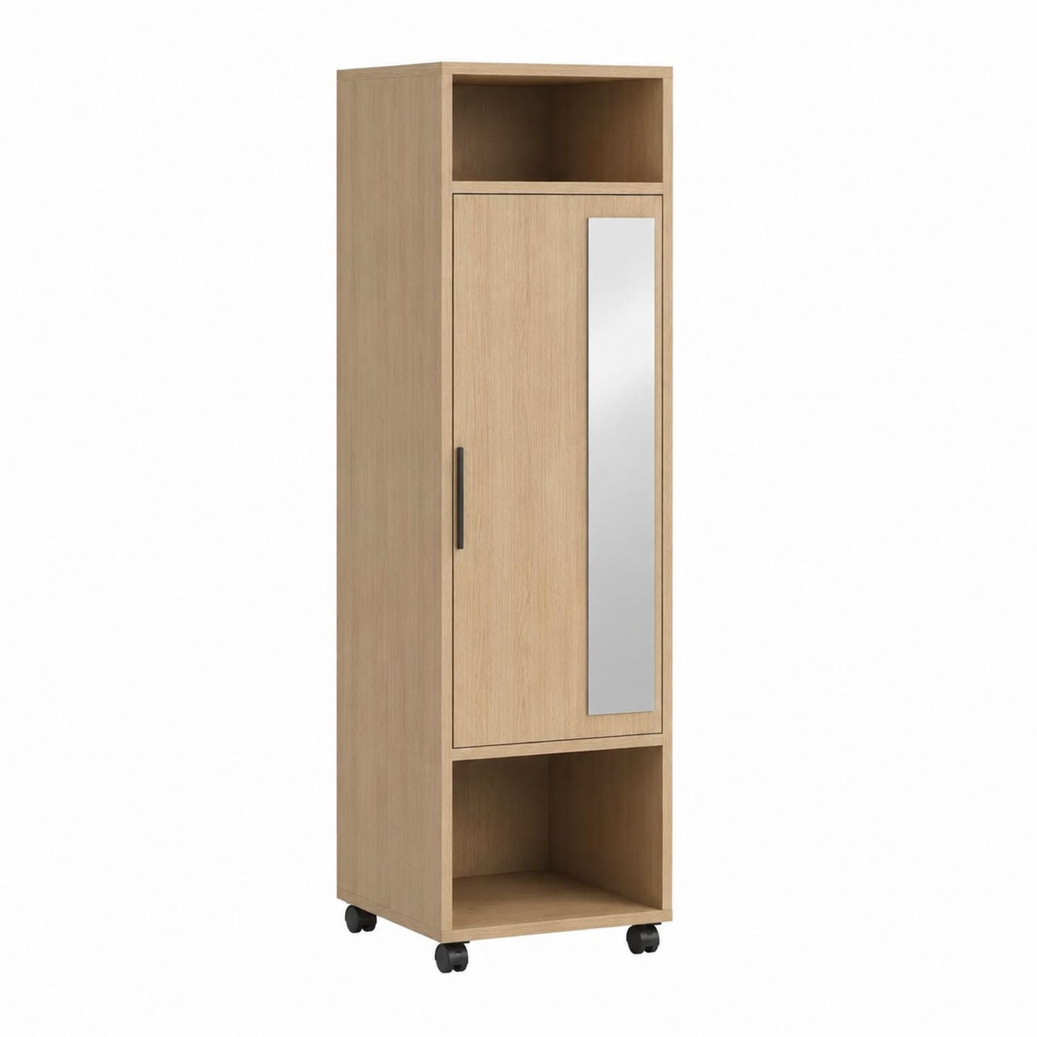 Portable Wardrobe with Mirror Door Oak Wood 180cm Height
