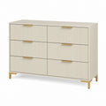 Ivory Six Drawer MDF Dresser with Metal Handles