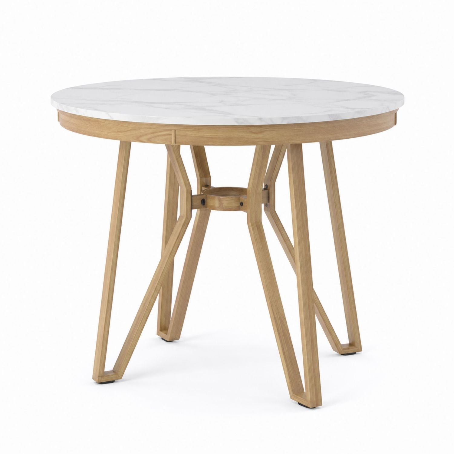 Round Marble Top Dining Table with Solid Oak Legs