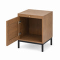 Oak Veneer Nightstand with Single Door and Metal Legs 40cm x 35cm x 60cm
