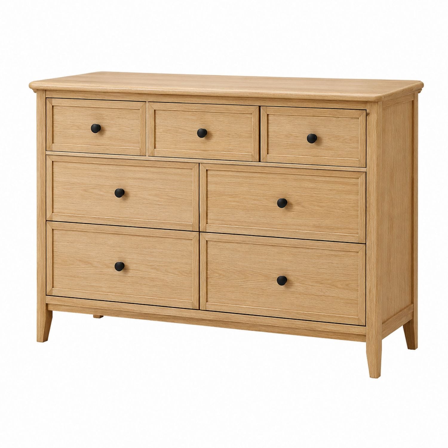 Solid Oak Wood Dresser with 7 Drawers