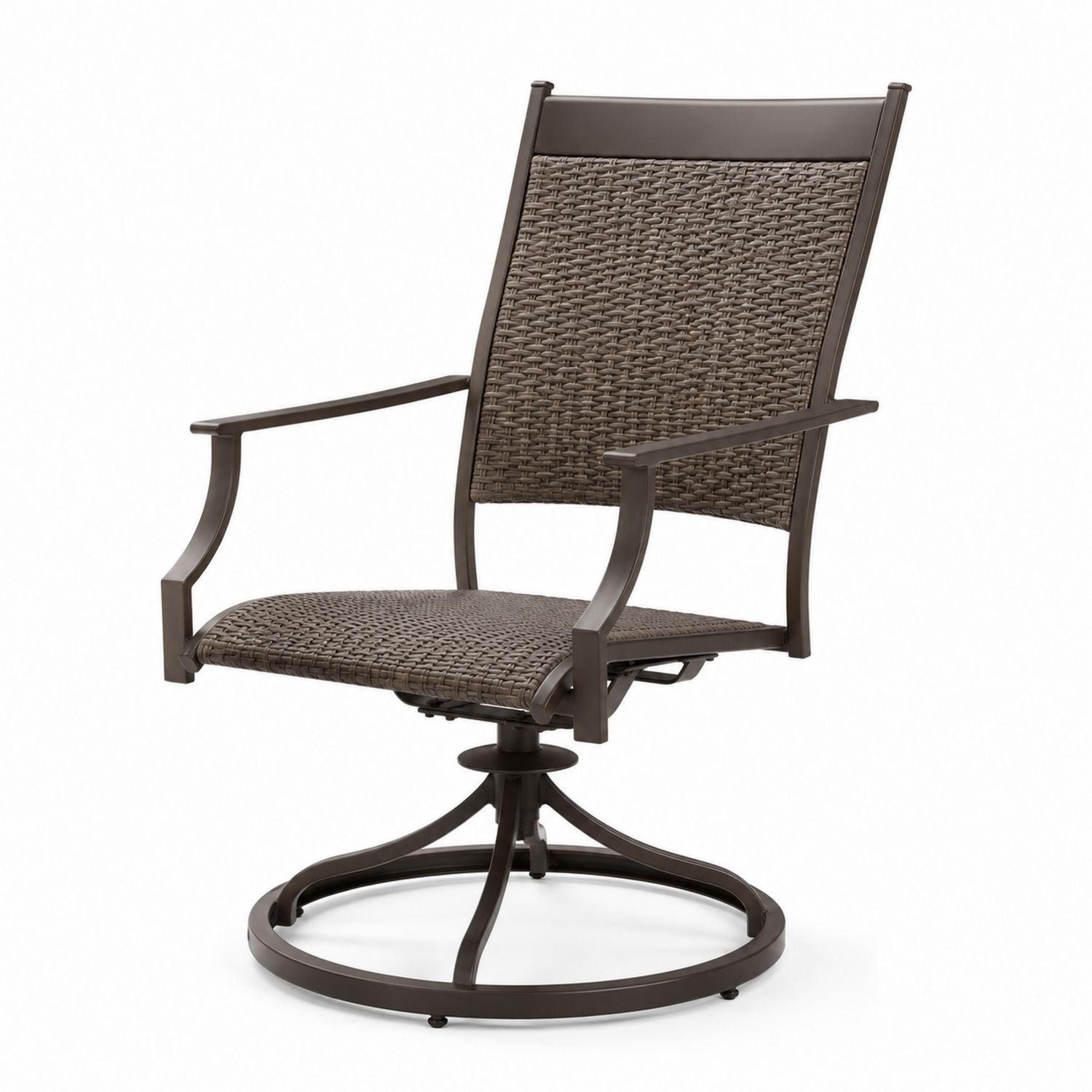 Outdoor Wicker Swivel Armchair with Aluminum Frame Brown