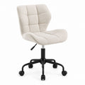 Beige Fabric Office Chair with Adjustable Swivel Base
