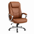 Brown PU Leather Office Chair with Adjustable Tilt and Swivel