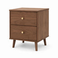 Wooden Nightstand with Drawers Walnut 60cm x 40cm x 50cm