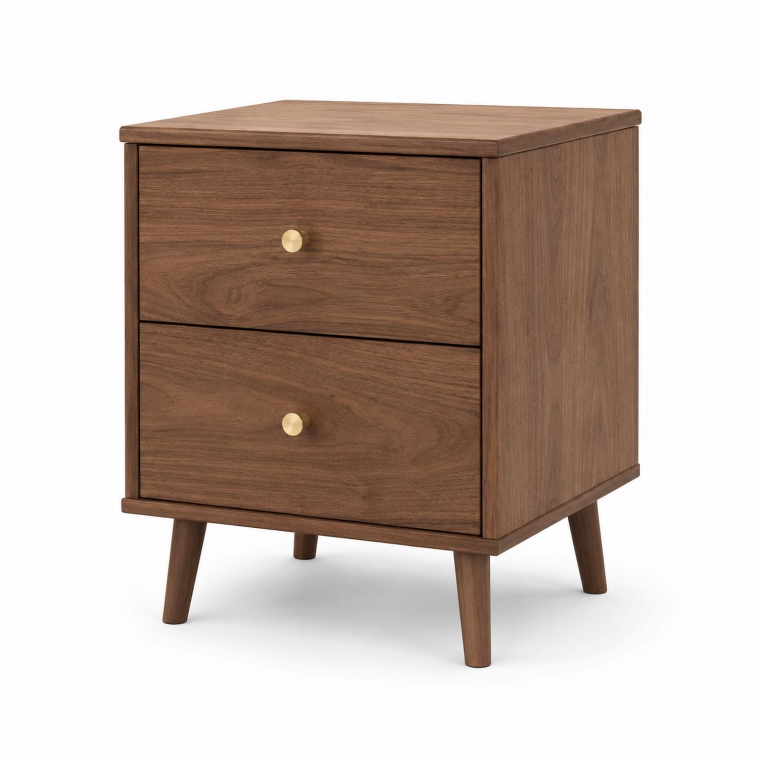Wooden Nightstand with Drawers Walnut 60cm x 40cm x 50cm