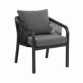 Outdoor Aluminum Frame Rope Lounge Chair with Gray Cushions