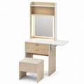 Wood Vanity Set with Mirror and LED Light, Natural