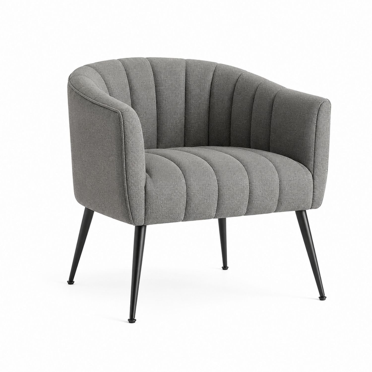 Gray Polyester Fabric Accent Chair with Metal Legs