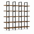 5-Tier Industrial Bookshelf with Iron Frame and Solid Oak Shelves, 180cm Height