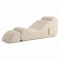 Beige Boucle Lounge Chair with Ottoman Set