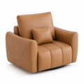 PU Leather Swivel Armchair Brown with Cushion