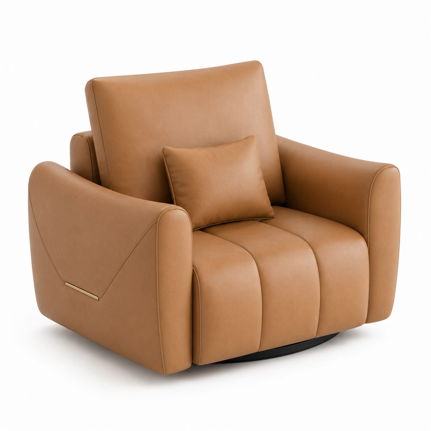PU Leather Swivel Armchair Brown with Cushion