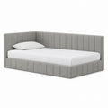 Linen Upholstered Corner Daybed Steel Gray 205cm x 97cm x 70cm