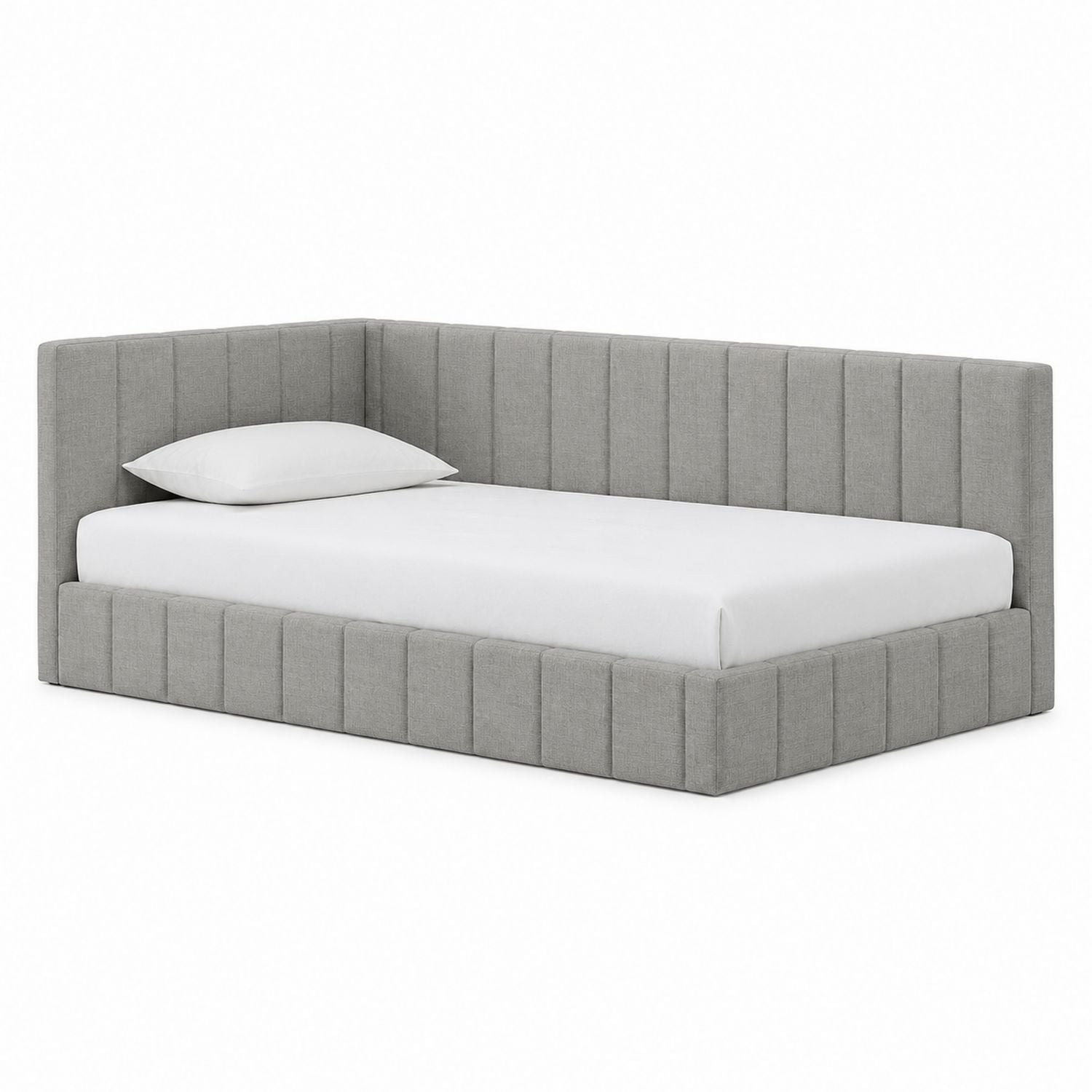 Linen Upholstered Corner Daybed Steel Gray 205cm x 97cm x 70cm