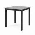 Square Dining Table with Concrete Finish and Black Metal Legs