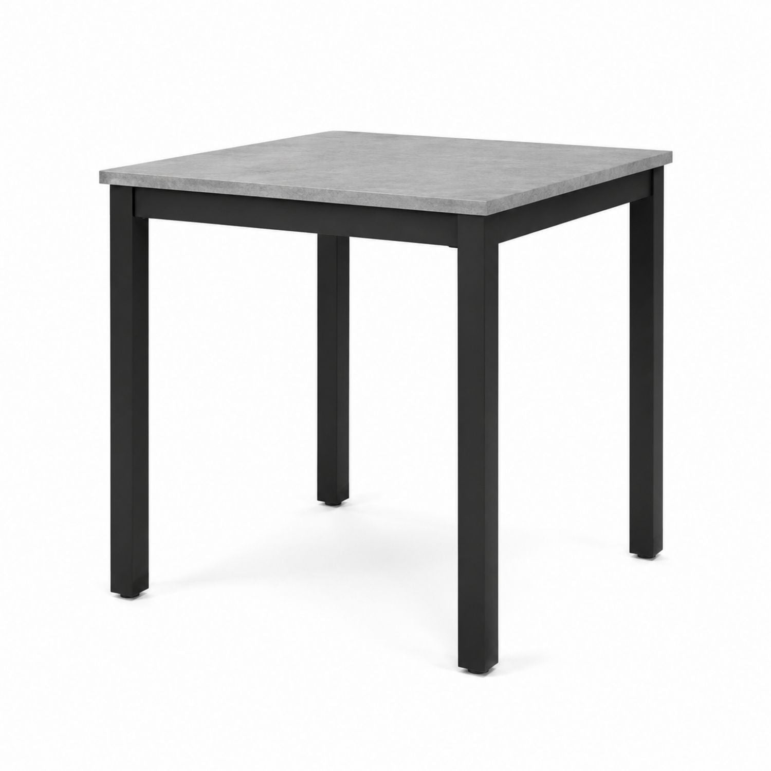 Square Dining Table with Concrete Finish and Black Metal Legs