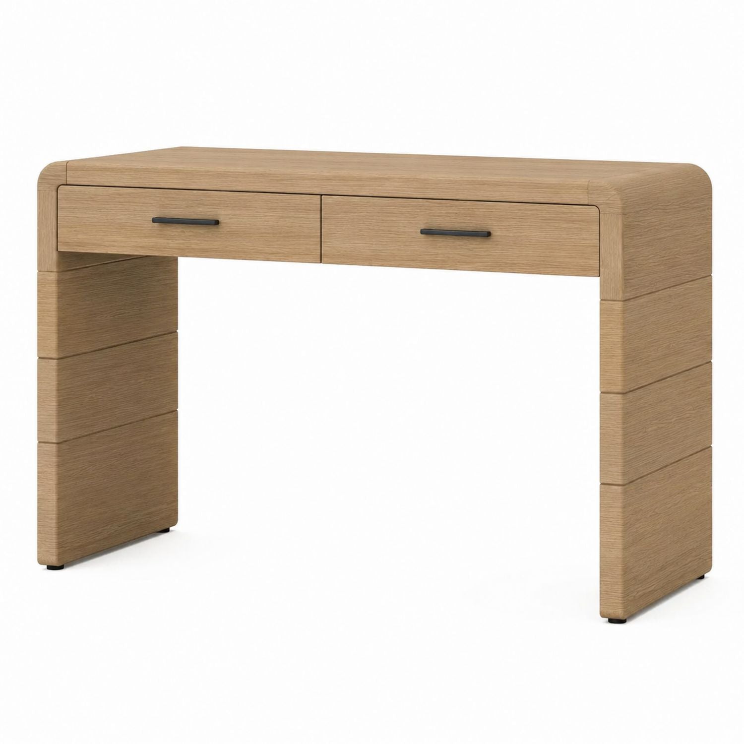 Oak Wood Console Table with Drawers Natural Veneer 120x40x75cm