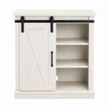 Wooden TV Stand with Sliding Barn Door and Shelves