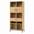 Wooden Bookcase with Shelves and Drawer, Oak Finish, 180cm