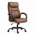 Brown PU Leather Office Chair with Adjustable Height and Swivel Base