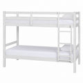 White Solid Wood Bunk Bed with Ladder