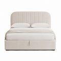 Velvet Upholstered Queen Bed Beige