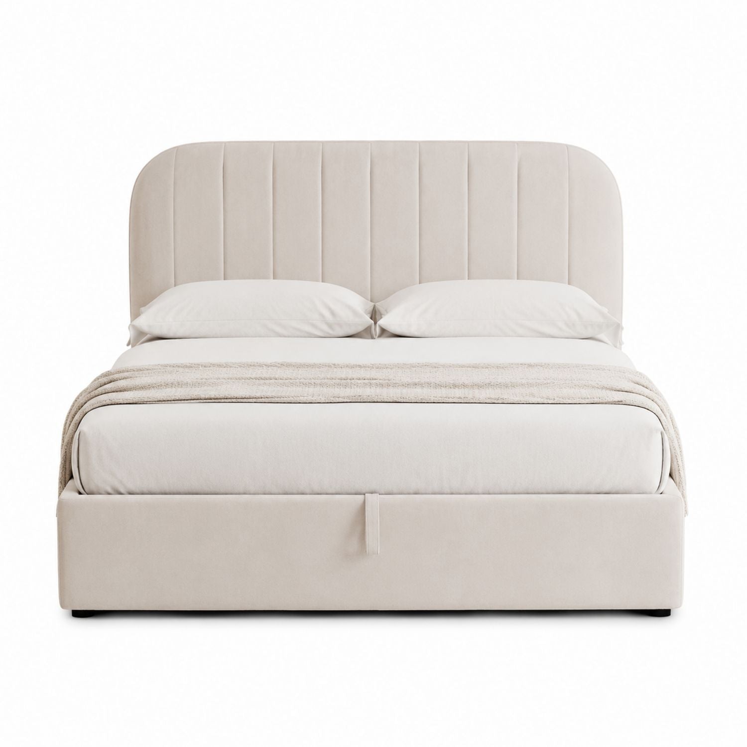 Velvet Upholstered Queen Bed Beige