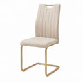 Beige Polyester Dining Chair with Metal Frame