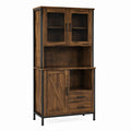 Wood and Metal Storage Cabinet with Mesh Doors and Drawers