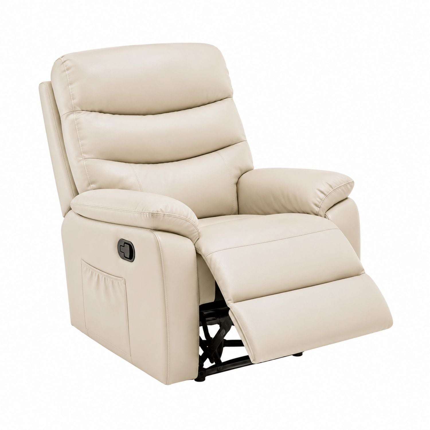 Recliner Chair Faux Leather with Adjustable Footrest Beige