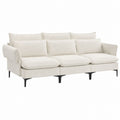 Three-Seater Fabric Sofa Beige with Metal Legs