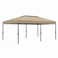 Beige 10x20 ft Polyester Pop-Up Canopy Tent with Steel Frame