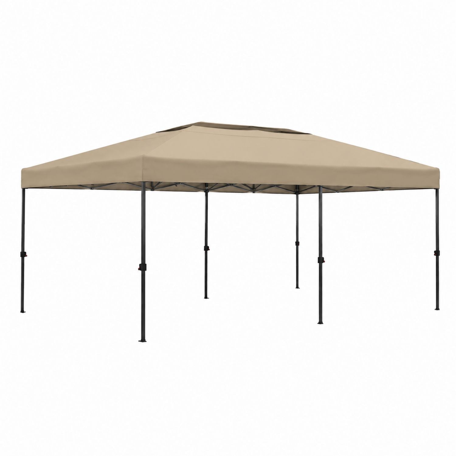 Beige 10x20 ft Polyester Pop-Up Canopy Tent with Steel Frame